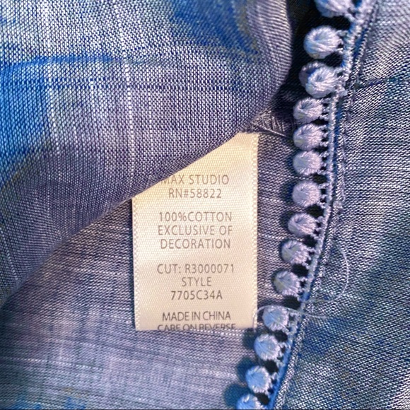 MAX STUDIO Off-The-Shoulder Cotton Blouse, in Blue, Size Small - Picture 8 of 12